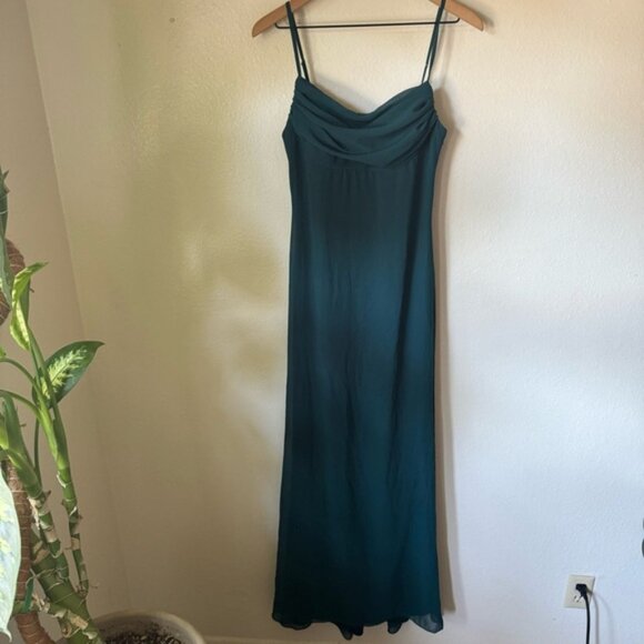 Lulus | Captivated Emerald Teal Green Cowl Neck Maxi Dress - Picture 2 of 7